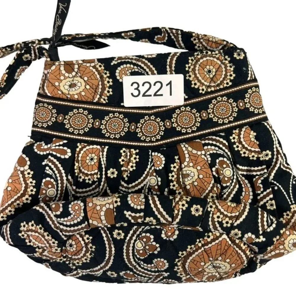 Vera Bradley Womens Shoulder Bag in Cafe Caffe Latte Brown Black Hannah Style